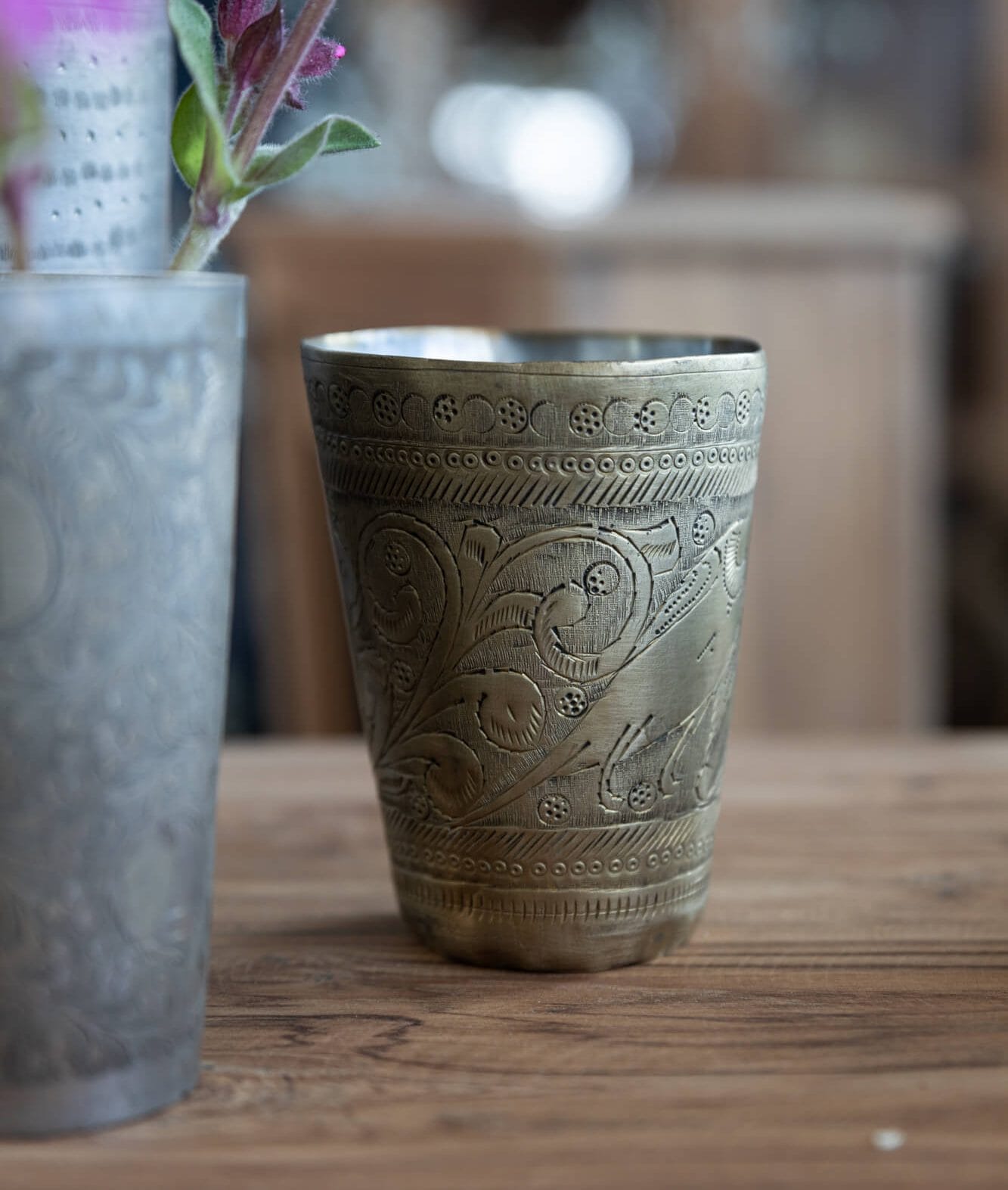 LASSI vintage glas i mässing 13-14 cm