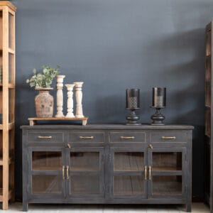 SORRENTO Sideboard svart i återvunnen teak