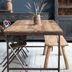 Vintage matbord med hopfällbara järnben 180 cm, GATHER